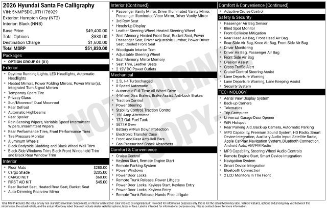 hyundai santa fe 2026 5NMP5DGL0TH176929 image hyundai santa fe 2026 5NMP5DGL0TH176929 image